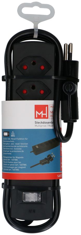 multipresa Safety Line 5x tipo 13 BS noir interruttore 2m cli.