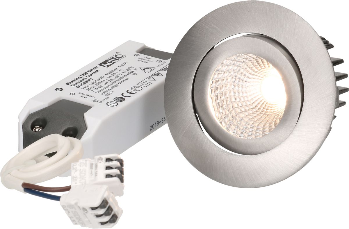 LED-Einbauspot small Alu gebürstet 3000K 600lm 36°