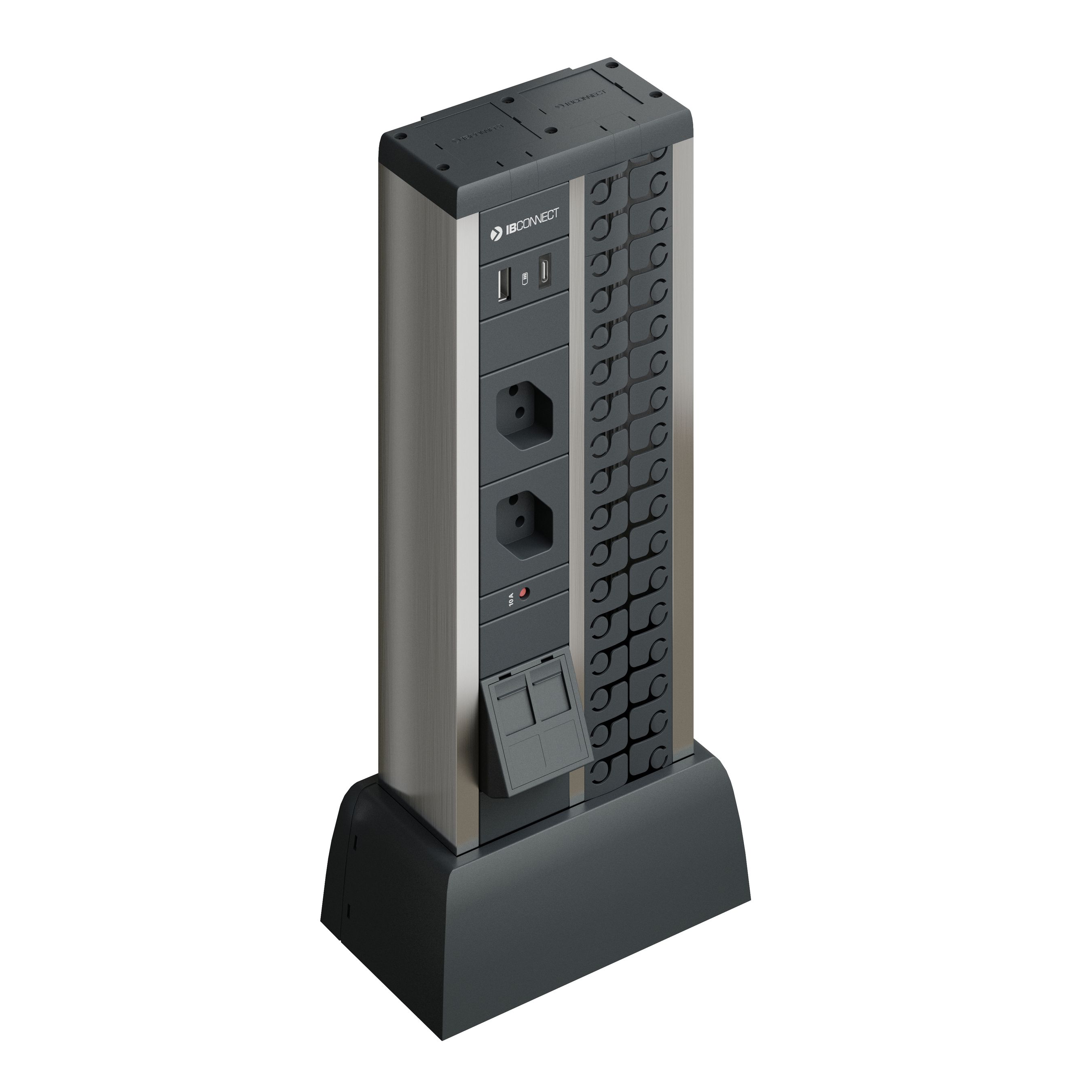 DUPLO mini columna eloxiert 2x Typ 13 1x USB A/C 2x RJ45
