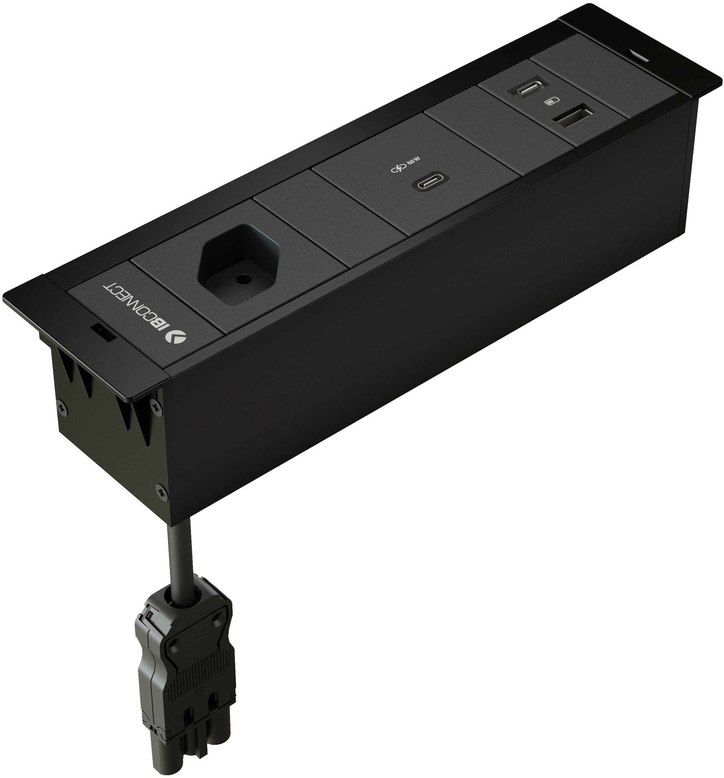 CUBOBOX Steckdos. sw S 3-fach 1x Typ 13 1x USB 60W 1x A/C Charger