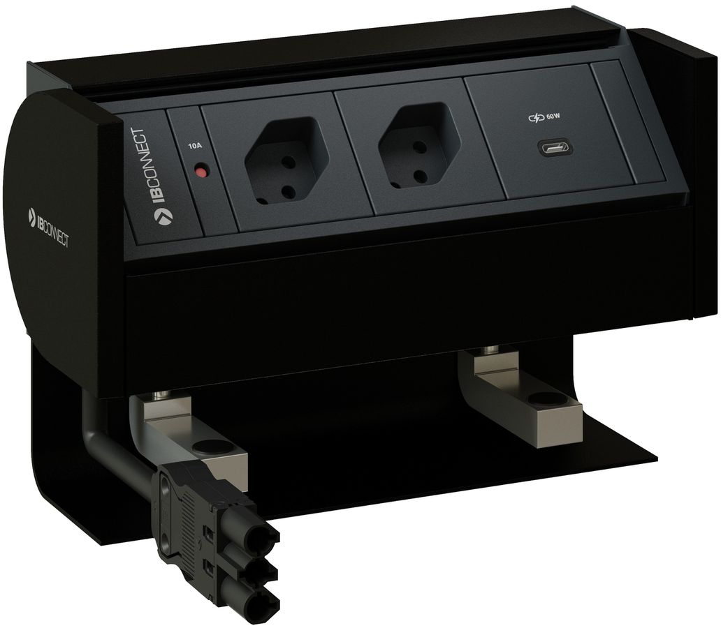 PRISMA Steckdoseneinheit schwarz 2x Typ 13 1x USB-C 60W