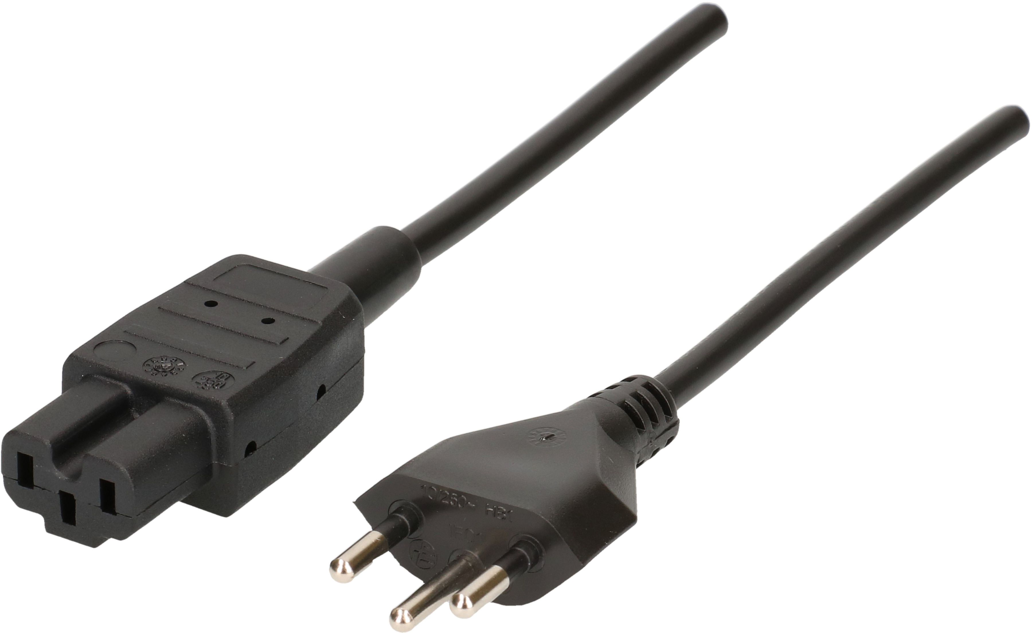 Cable cordset TD H05VV-F3G1.0 2m black T12/C15A