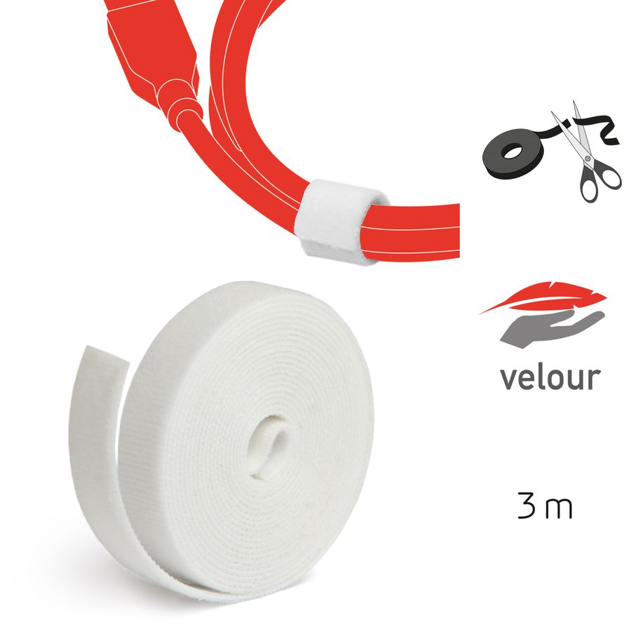 rouleau de velcro double face 3m blanc