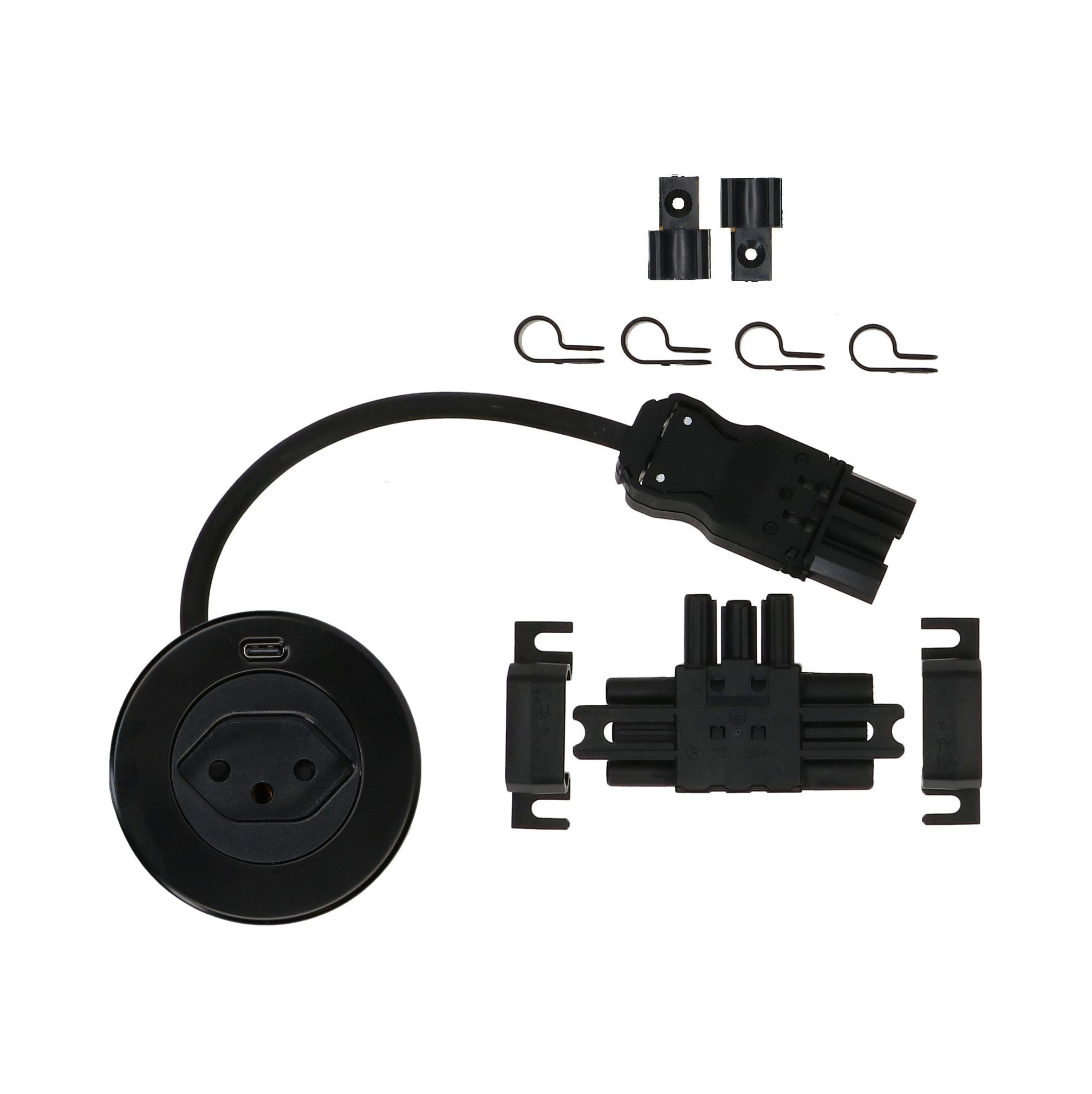 Single set di estensione Solo presa multipla nero tipo 13 USB-C