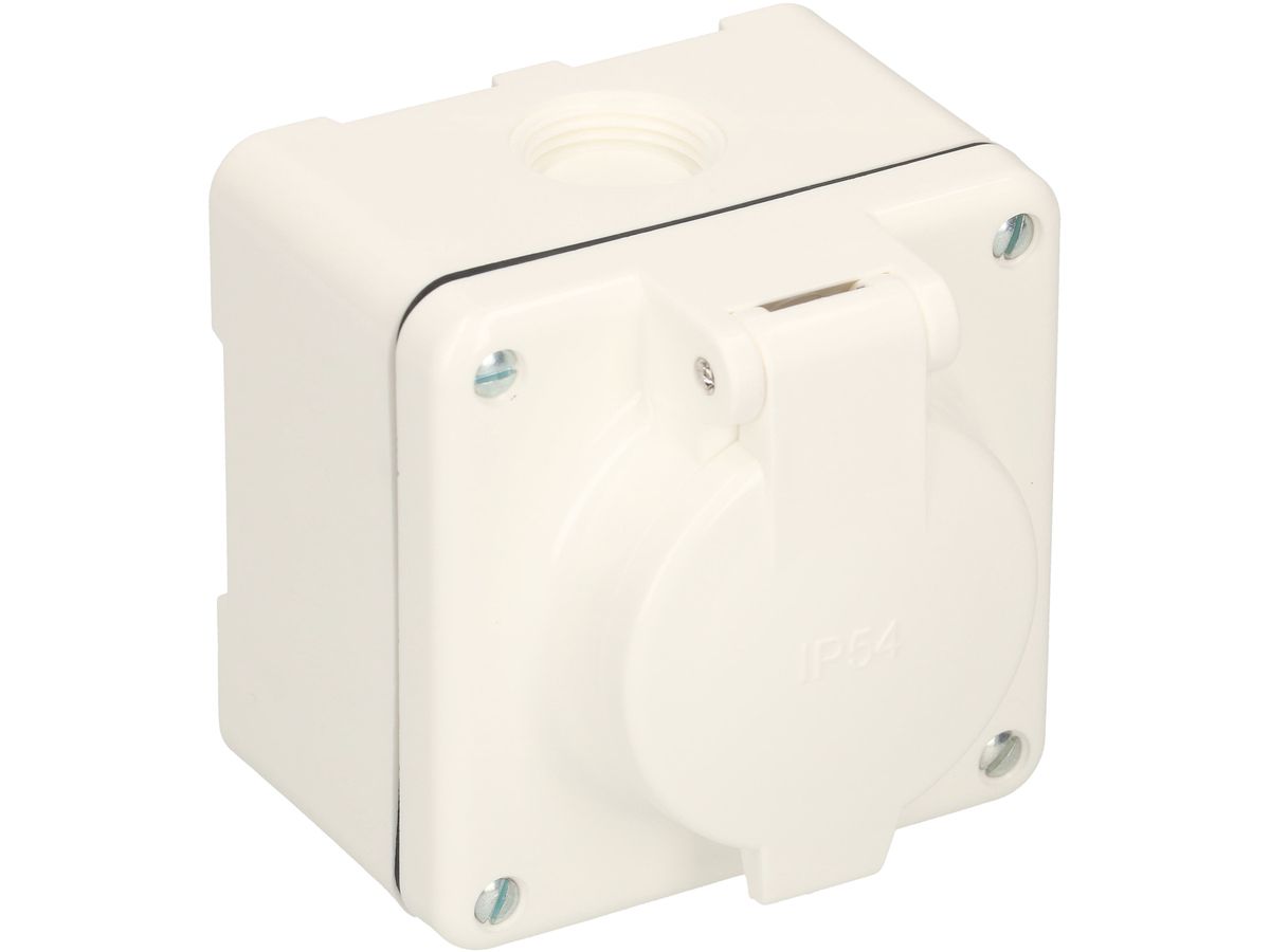 Steckdose 1x Typ 13 Gr.1x1 AP Mica Nass IP54 weiss