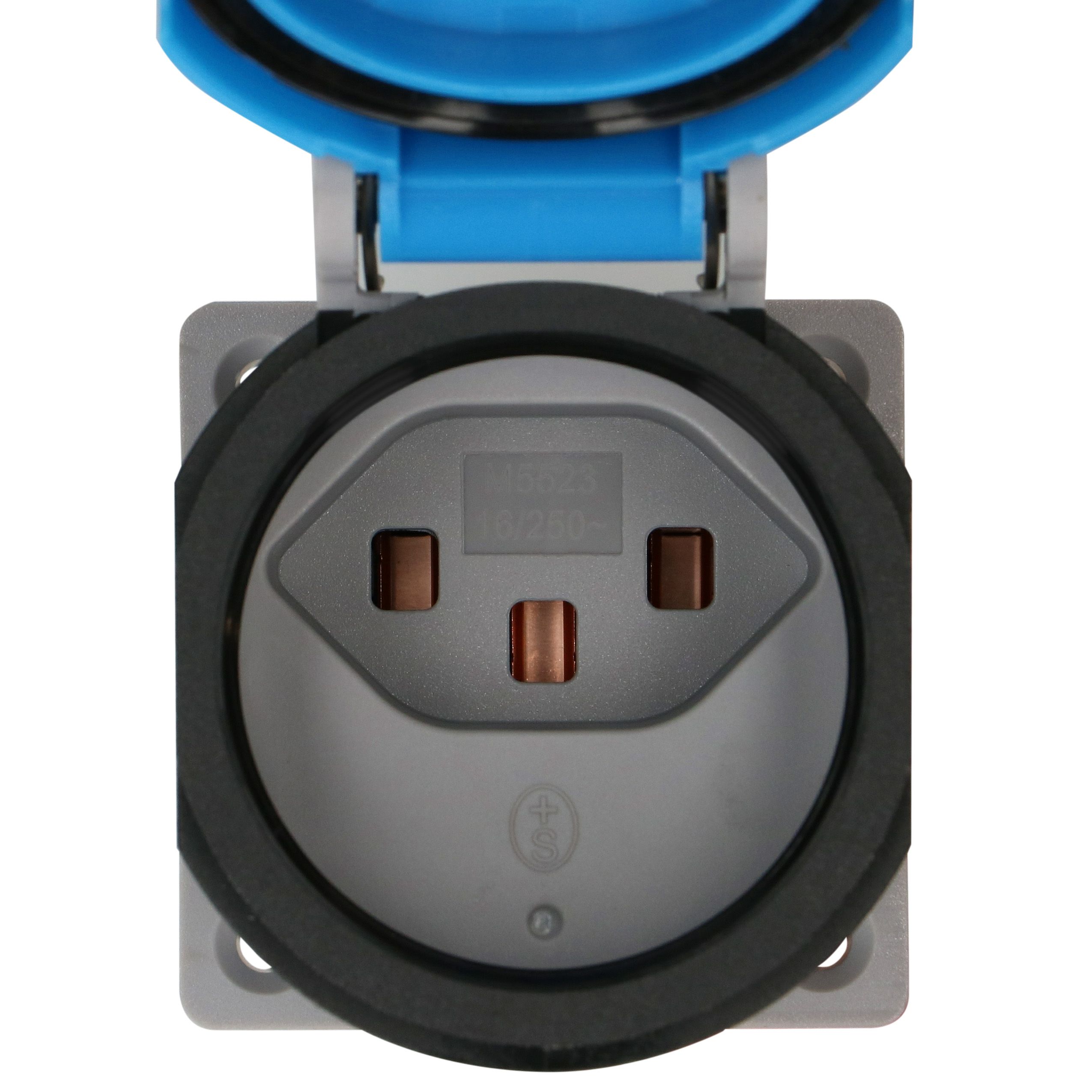 Einbausteckdose 1x Typ 23 L+N+PE Max Hauri IP55 lichtgrau/blau