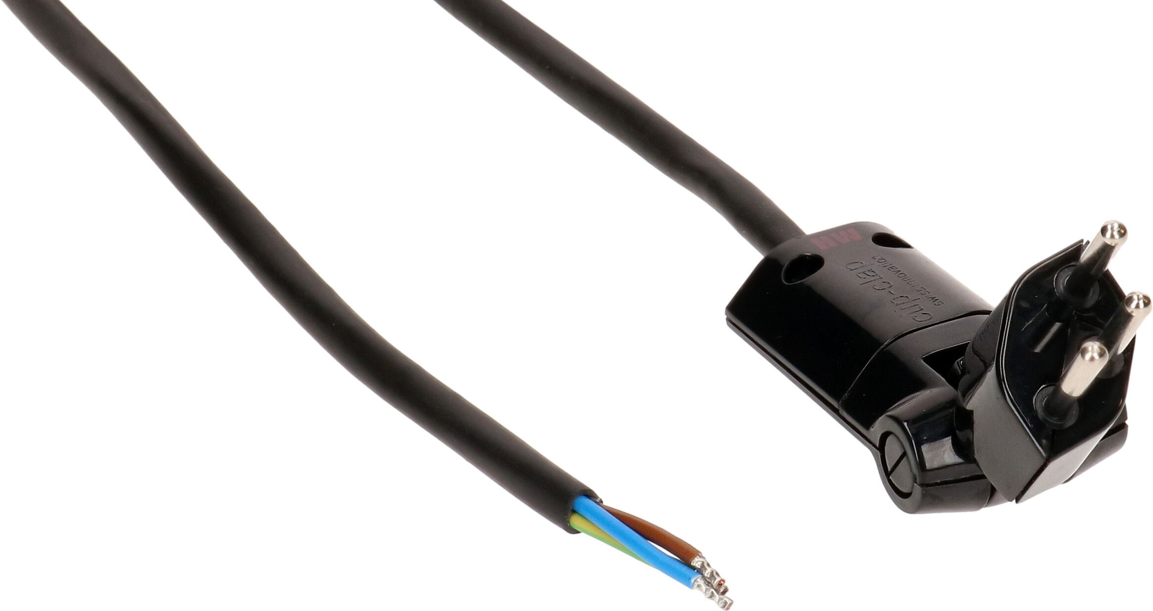 Câble secteur 3G1.0 5m noir blindé avec type 12 clip-clap