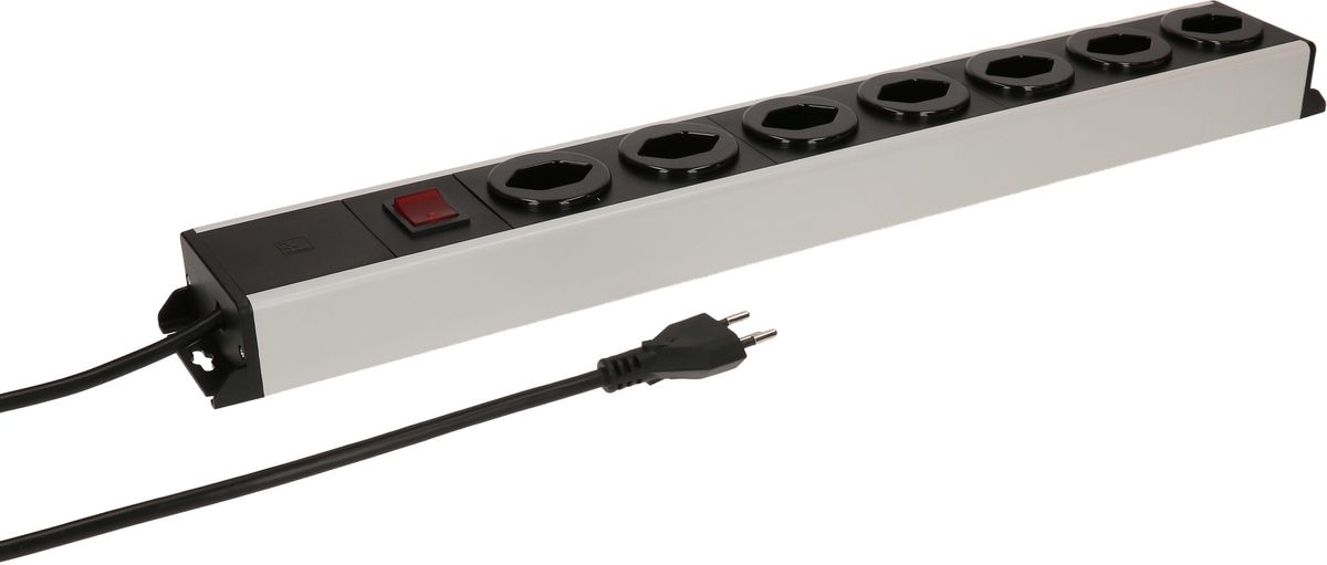 Steckdosenleiste Power Line 7x Typ 13 grau/schwarz Schalter 1.5m
