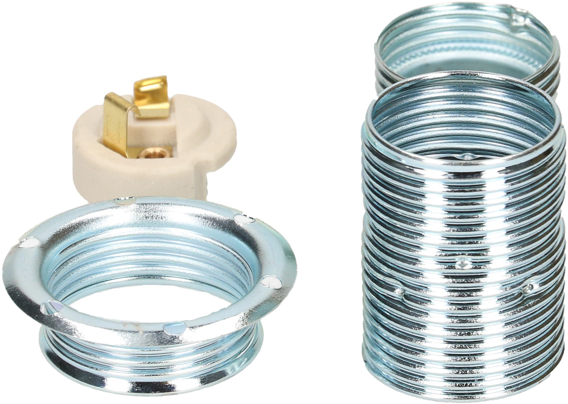 E14-Metallfassung mit Ring M10x1 Stahl Chrom