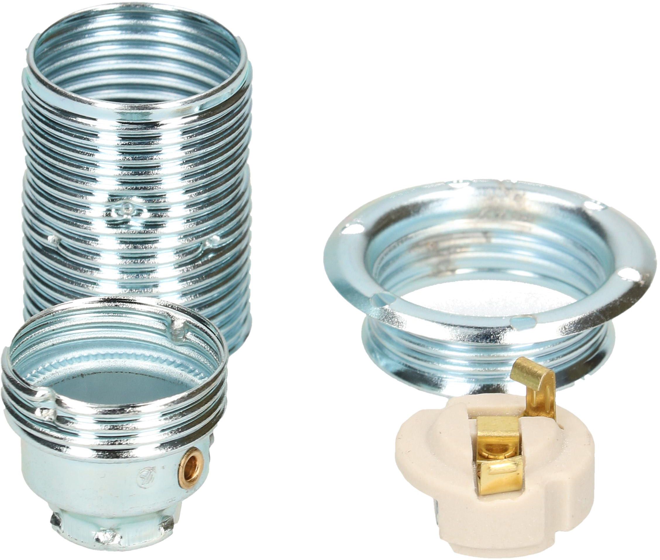 E14-Metallfassung mit Ring M10x1 Stahl Chrom