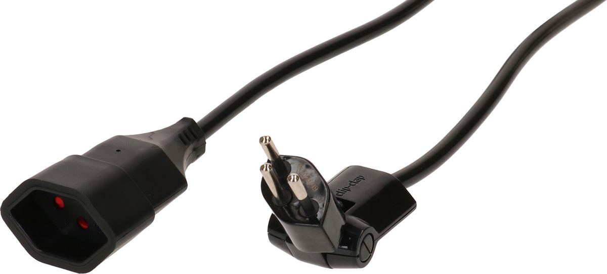 Rallonge TD H05VV-F3G1.0 1m noir clip-clap BS type 12 / type 13