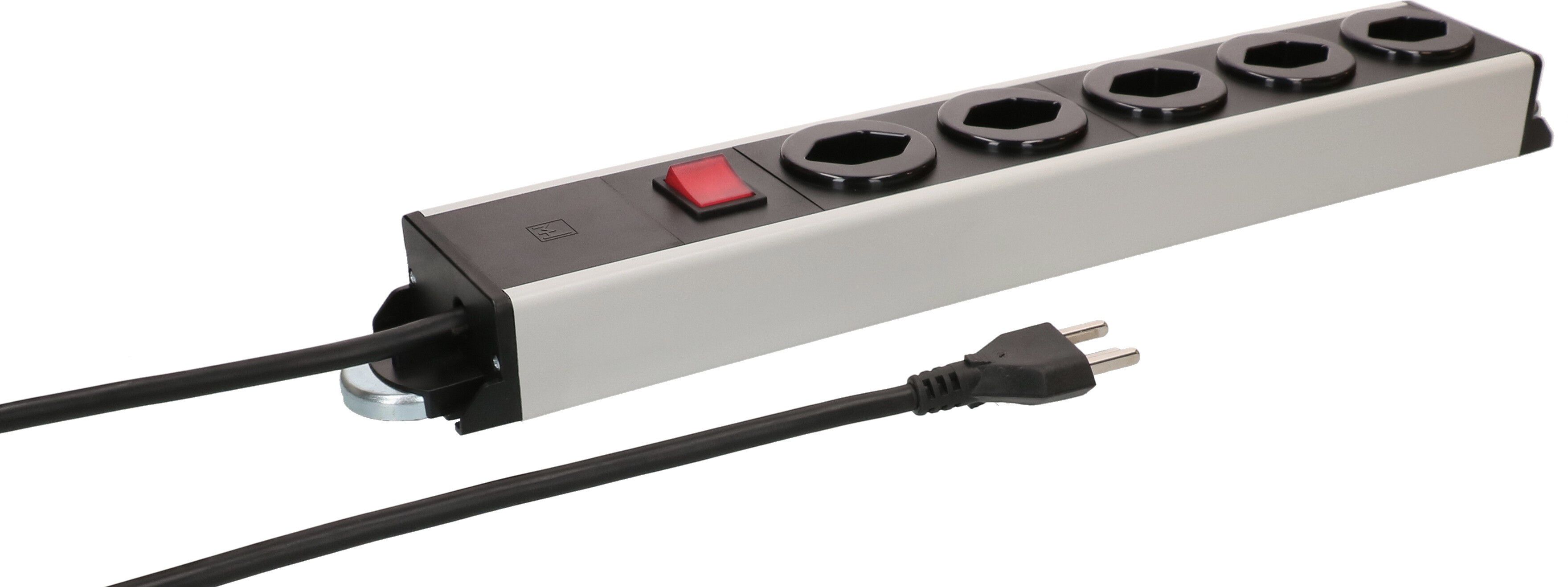 Steckdosenleiste Power Line 5x Typ 23 gr/sw Schalter 1.5m Magnet
