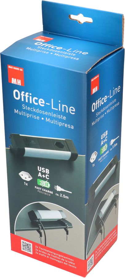 Steckdosenleiste Office Line 1x Typ 13 1x USB A 1x USB C, PD+QC