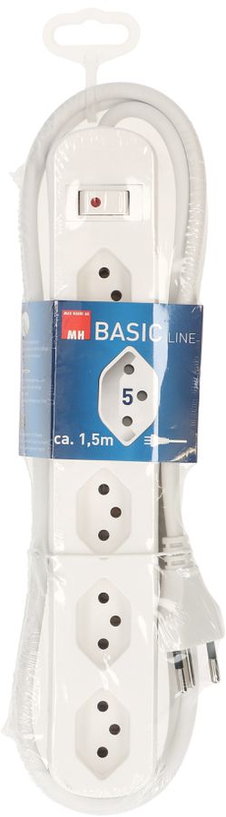multiprise Basic Line 5x type 13 90° blanc interrupteur 1.5m