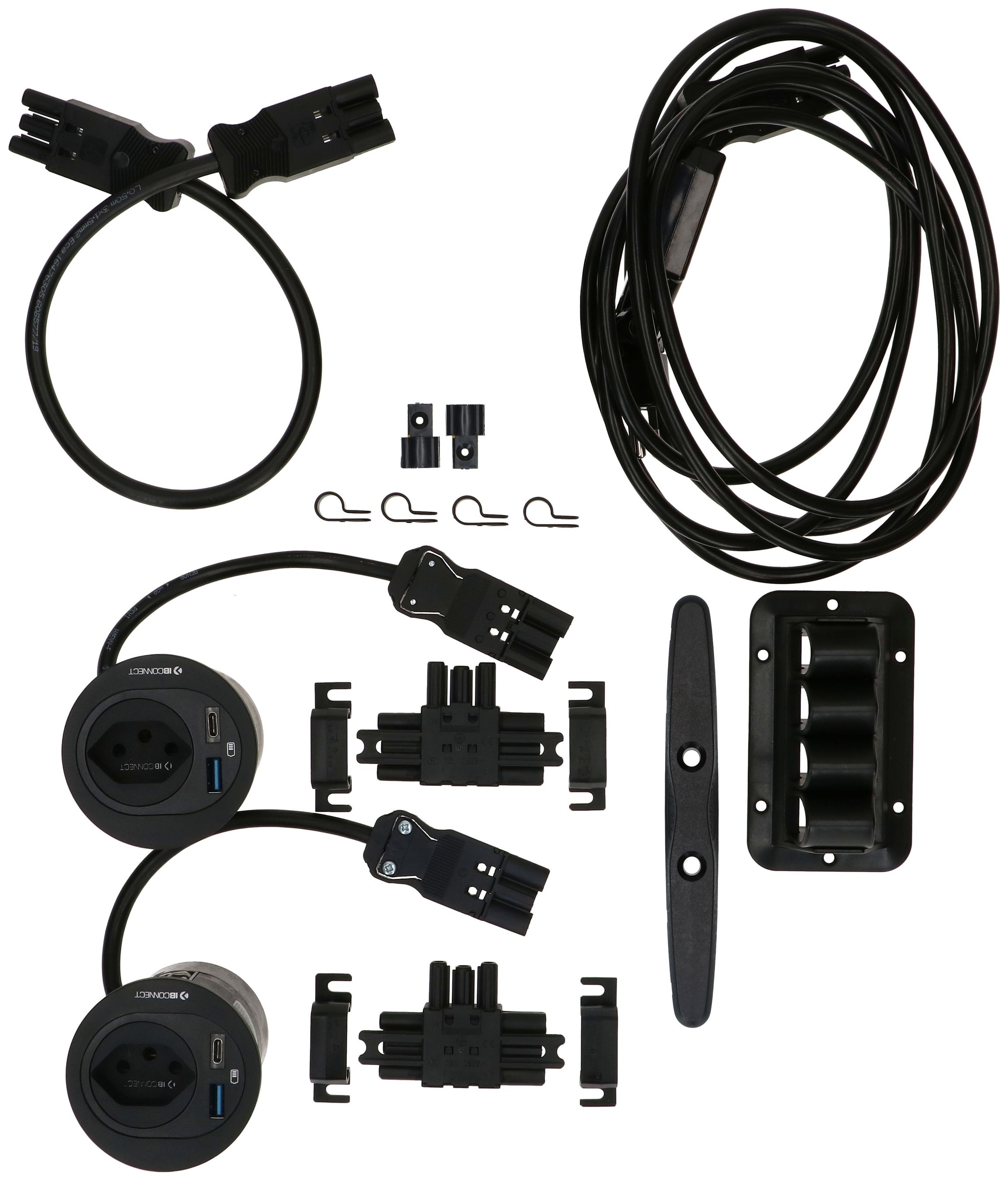 Twin Anschluss-Set ATOM Steckdoseneinheit schwarz Typ 13 USB-A/C