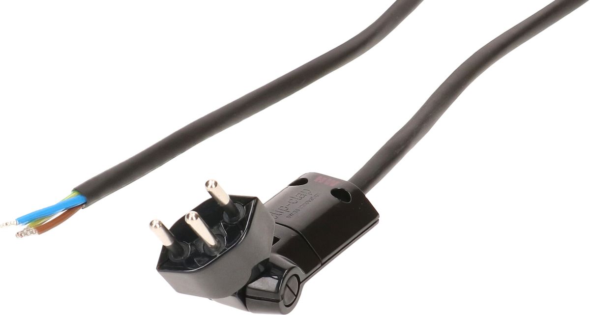 Câble secteur 3G1.0 5m noir blindé avec type 12 clip-clap