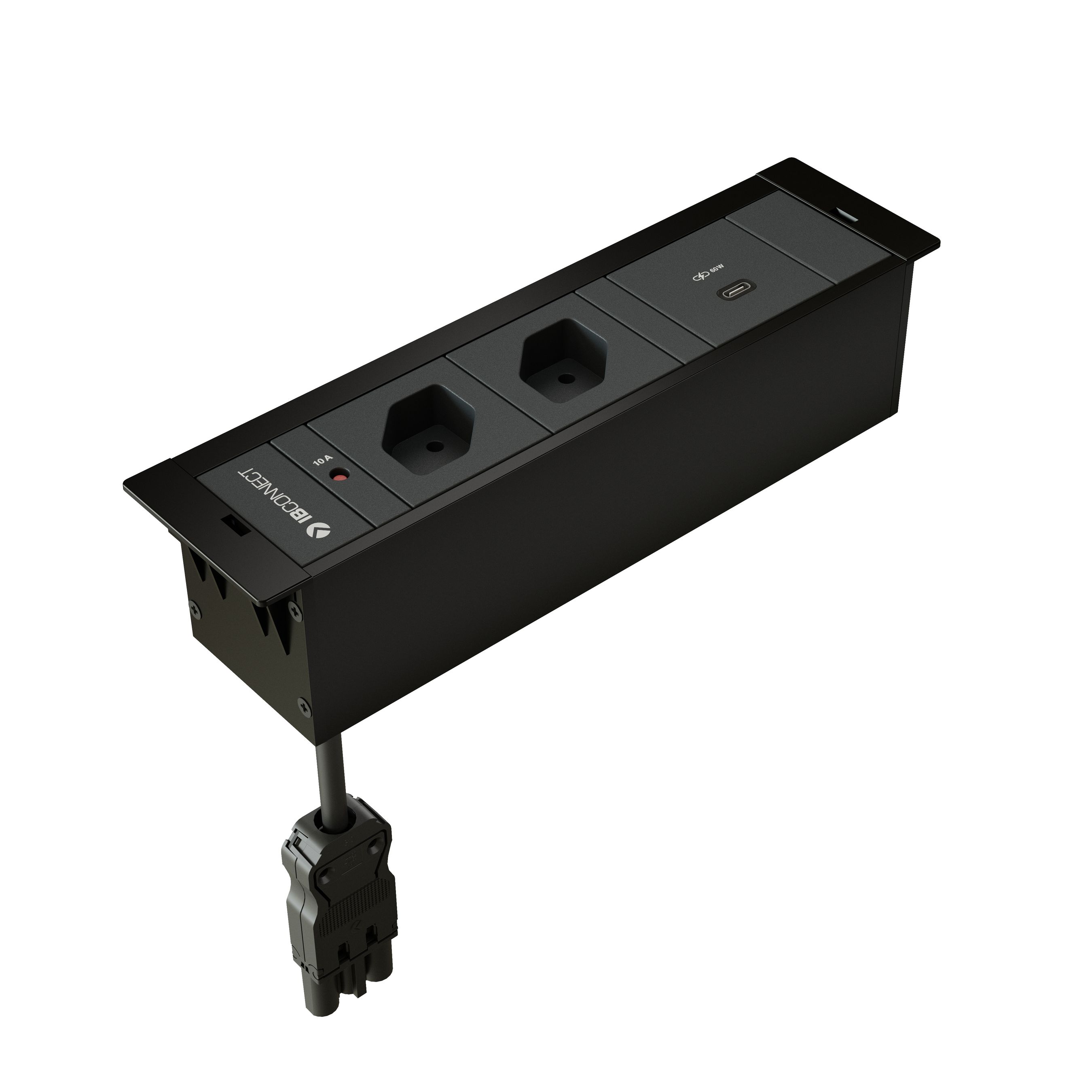 CUBOBOX Steckdoseneinheit schwarz S 3-fach 2x Typ 13 1x USB-C 60W