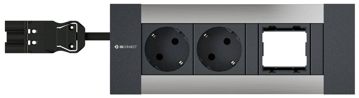 INTRO2.0 Steckdoseneinheit eloxiert 2x Schuko 1x Leermodul