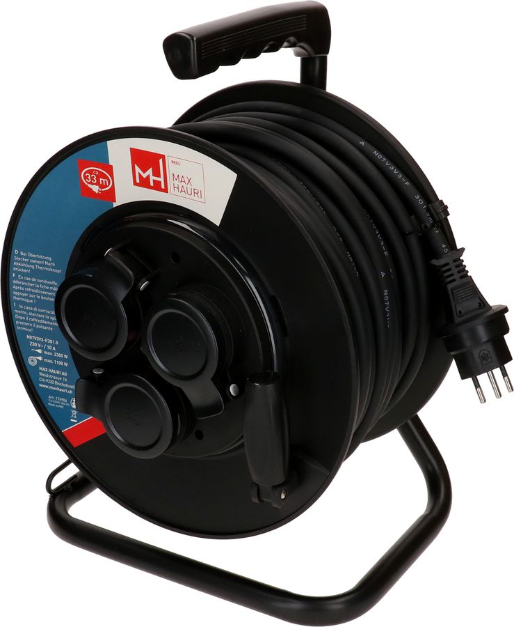 Kabelrolle 3x Typ 13 IP55 33m schwarz
