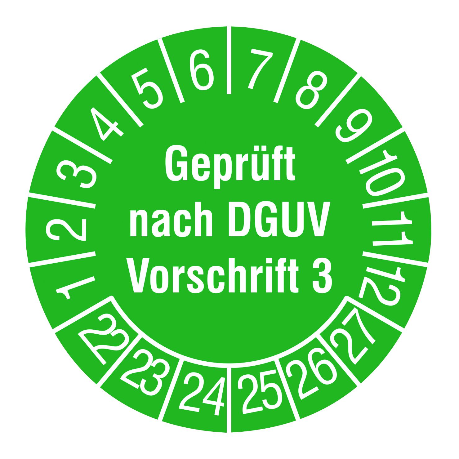 Adesivo di ispezione del cavo Testato secondo DGUV V3 2022 verde