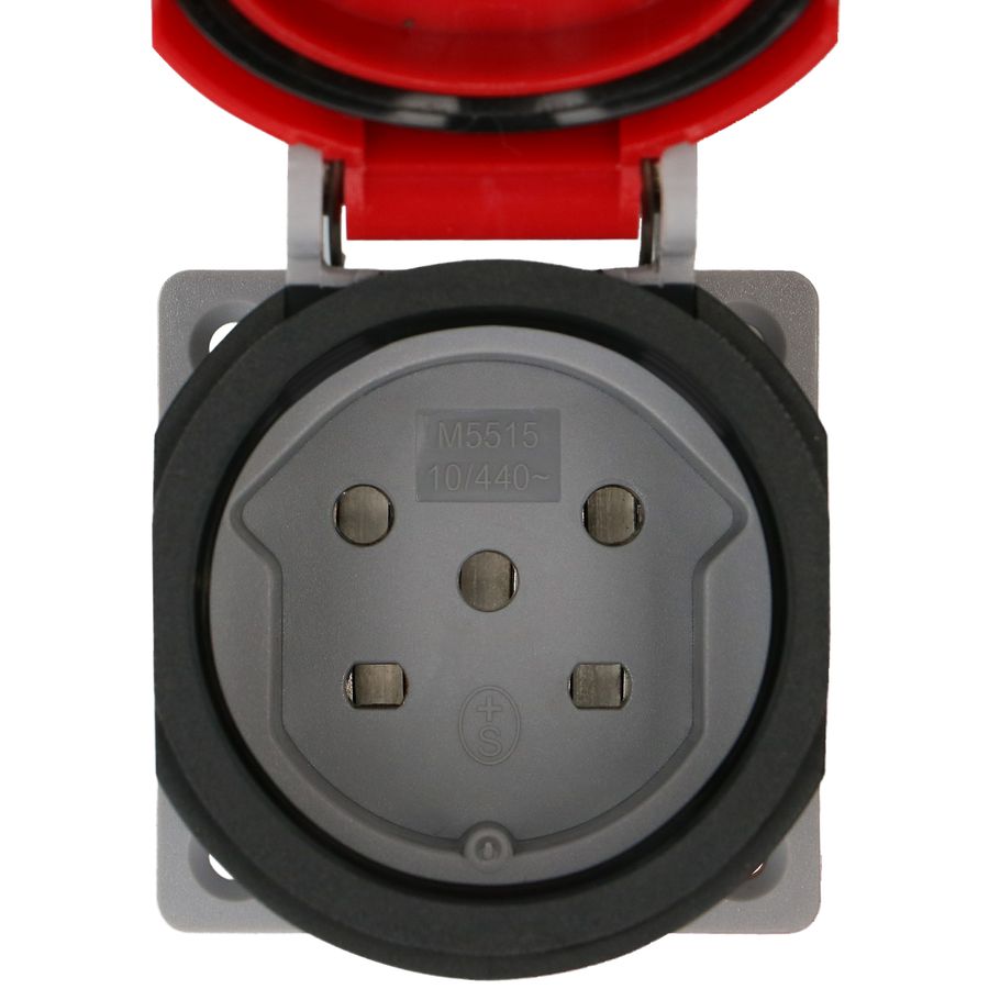 prise à encastrer 1x type 15 3L+N+PE Max Hauri IP55 gris/rouge