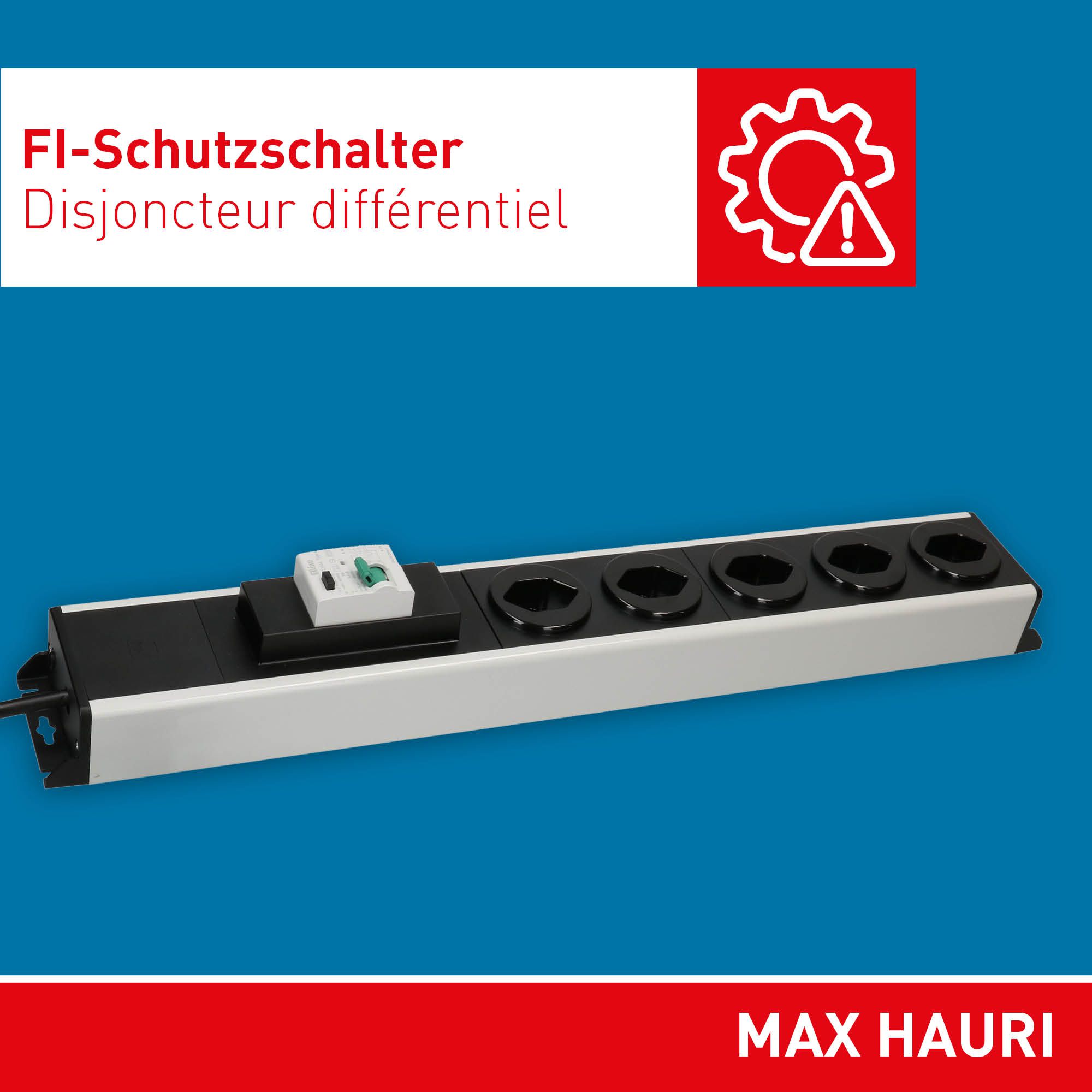 Steckdosenleiste Power Line 5x Typ 13 gr/sw FI 30mA / 10A 1.5m