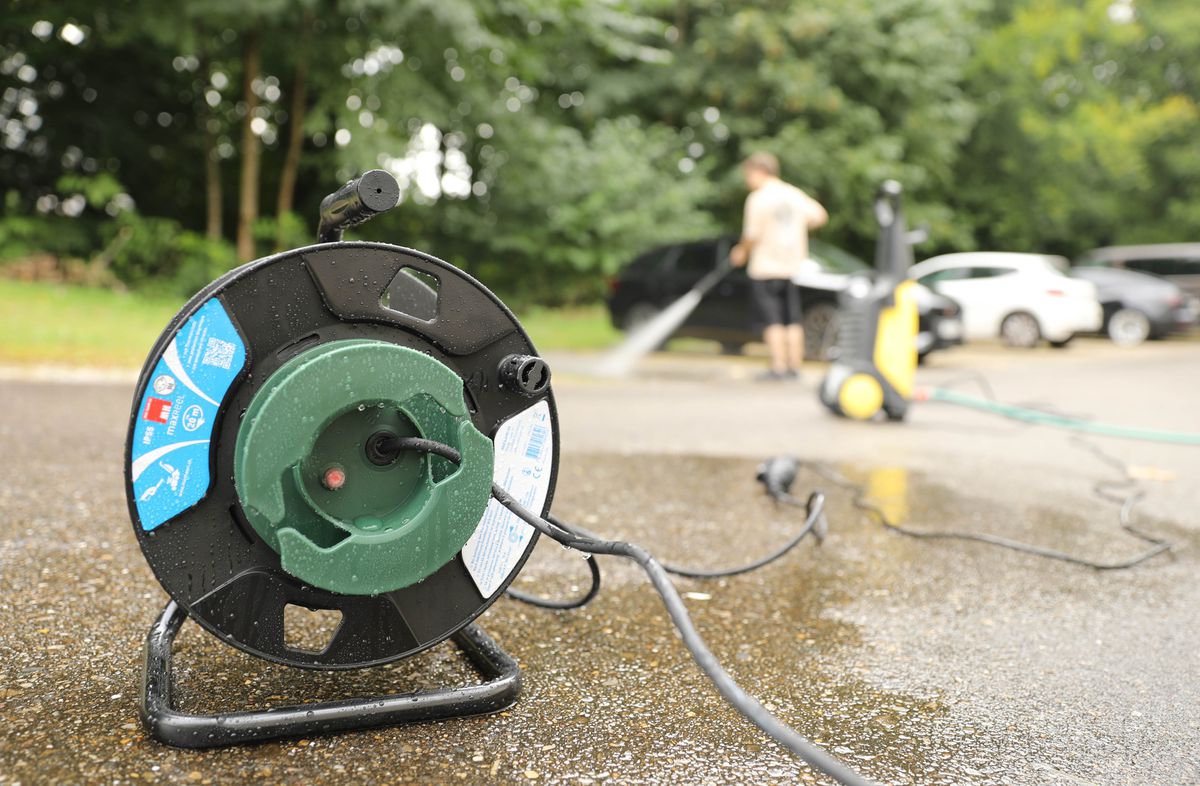 enrouleur de câble de jardin IP55 1x type 13 20m vert noir