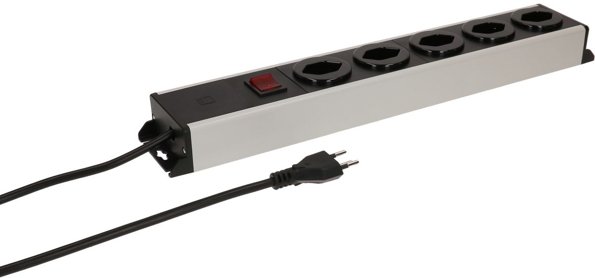 Steckdosenleiste Power Line 5x Typ 13 grau/schwarz Schalter 3.0m
