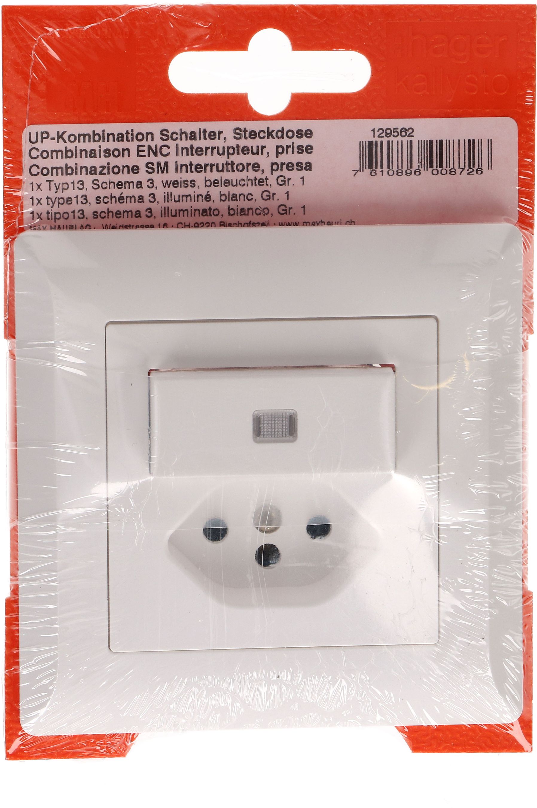 Kleinkombi Schema 3 gelb beleuchtet / Typ 13 UP Kallysto weiss