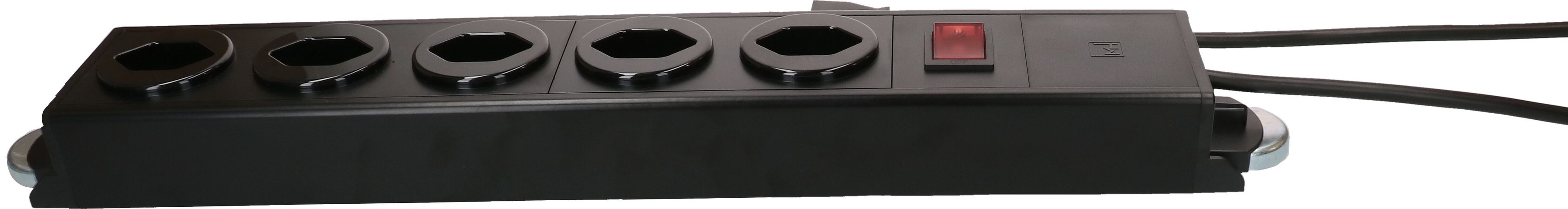 Steckdosenleiste Power Line 5x Typ 13 sw/sw Schalter 1.5m Magnet