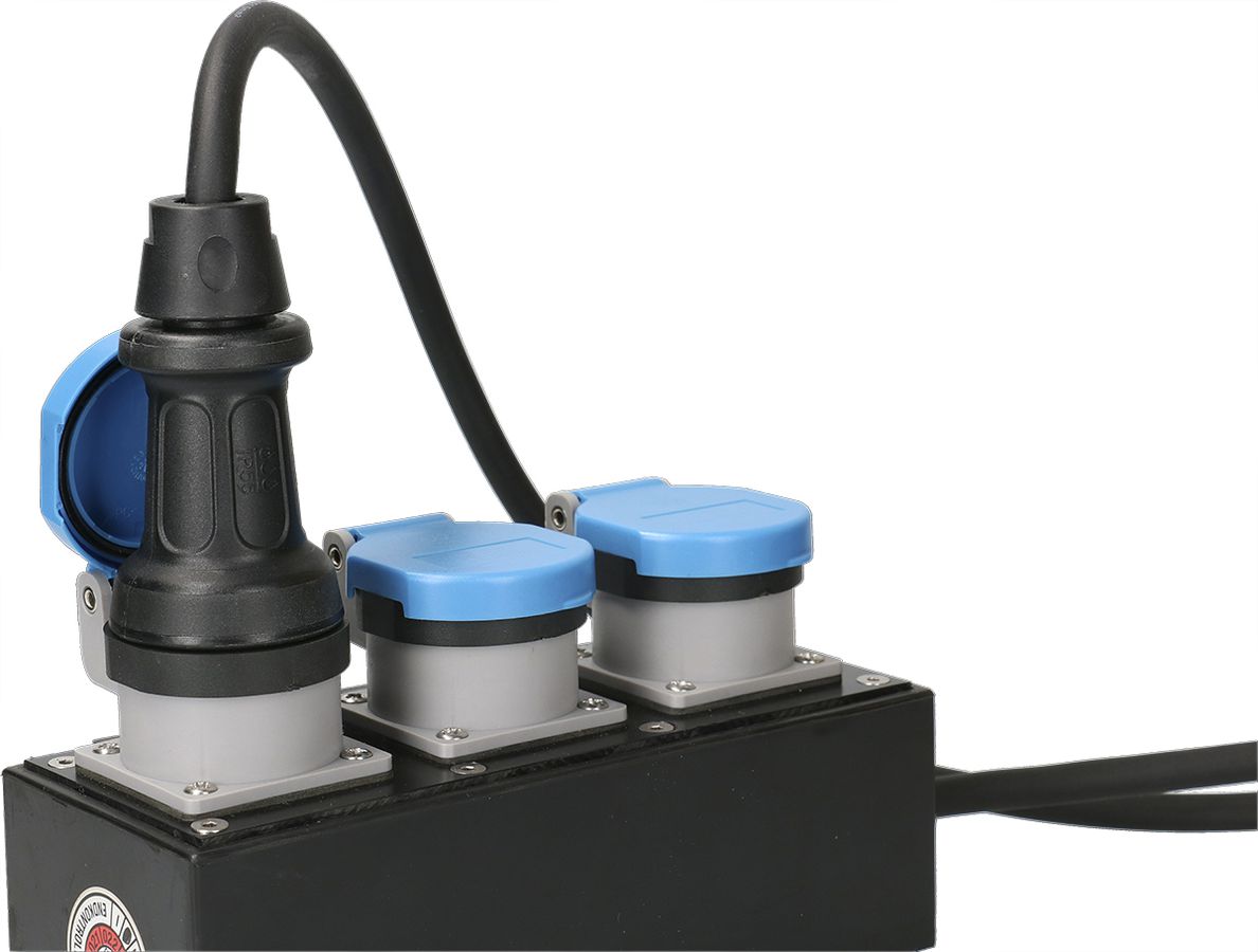 Einbausteckdose 1x Typ 13 L+N+PE Max Hauri IP55 lichtgrau/blau