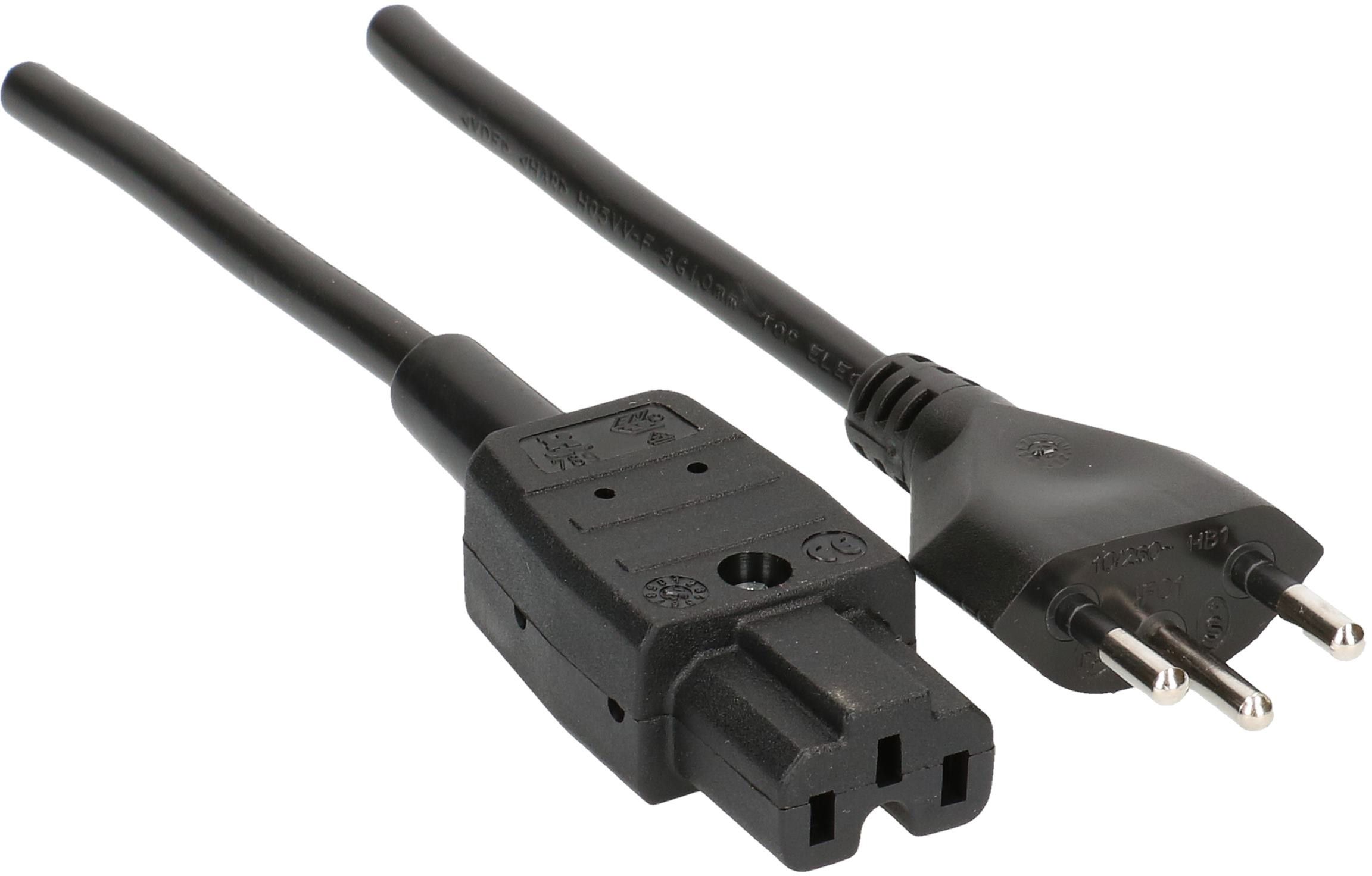Cable cordset TD H05VV-F3G1.0 5m black T12/C15A
