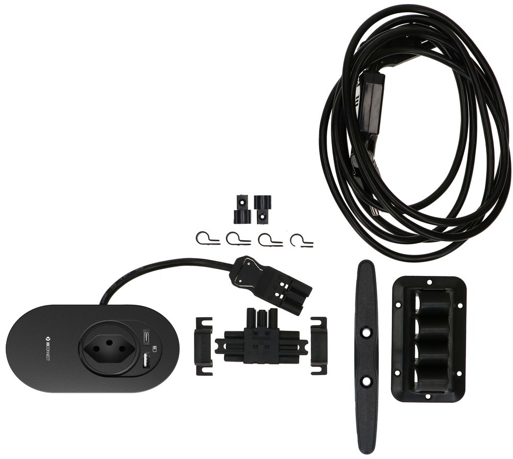 Single set di raccordi ORBIT presa multipla nero tipo 13 USB-A/C