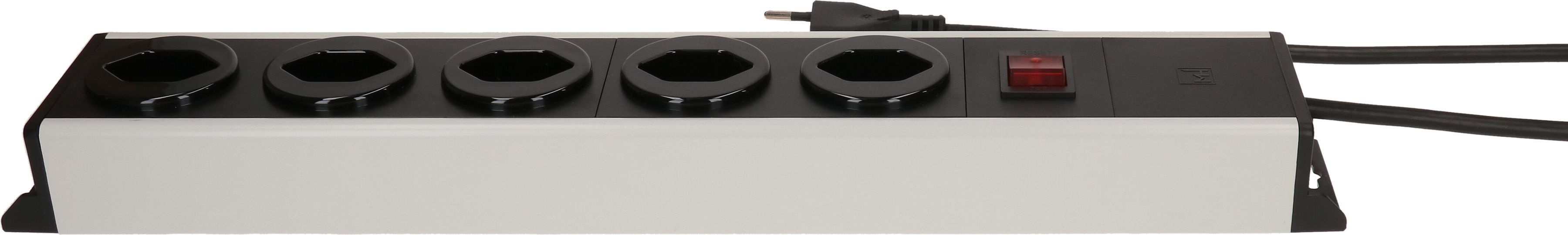 Steckdosenleiste Power Line 5x Typ 13 grau/schwarz Schalter 1.5m