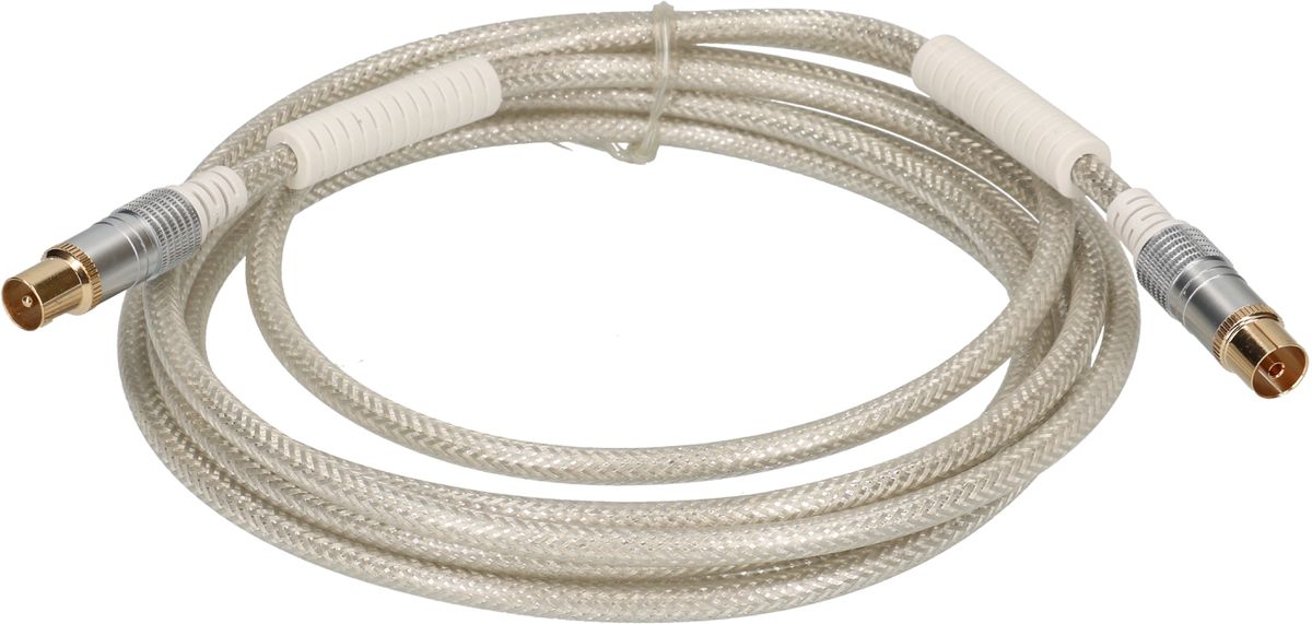 Antennen-Anschlusskabel 110dB 3m transparent Ferritkern