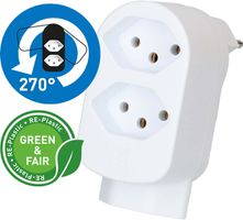 Abzweigstecker ADAPT 2+1x Typ 13 weiss drehbar Green+Fair