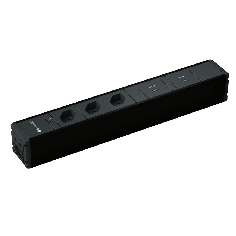 CUBO bloc multiprise noir 3x type 13 2x USB-C 36W aimant