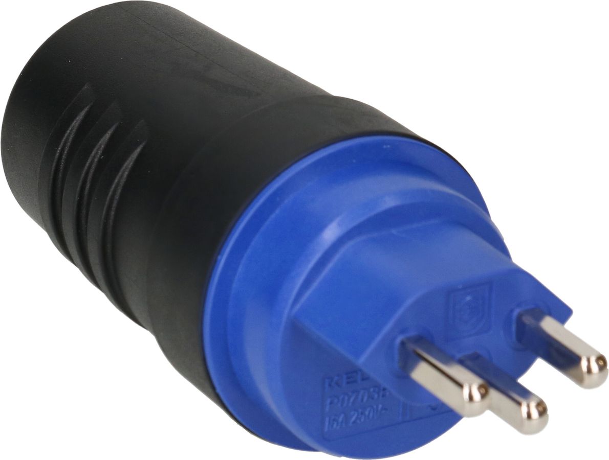 fiche type 23 3 pôles noir/bleu IP55