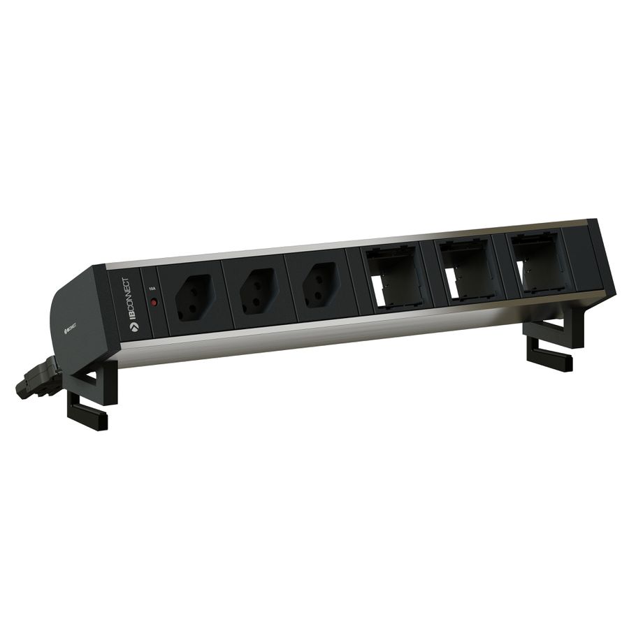 SUPRA Steckdoseneinheit eloxiert 3x Typ 13 3x Leermodul