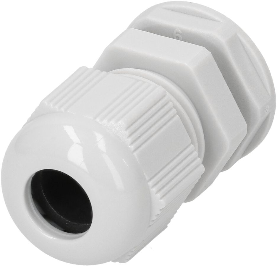 Kabelverschraubung M16 mit Gegenmutter grau IP68 / 6 Stück