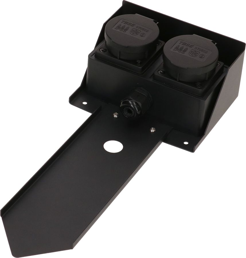prises de jardin 2x type 13 IP55 avec pique amovible noir