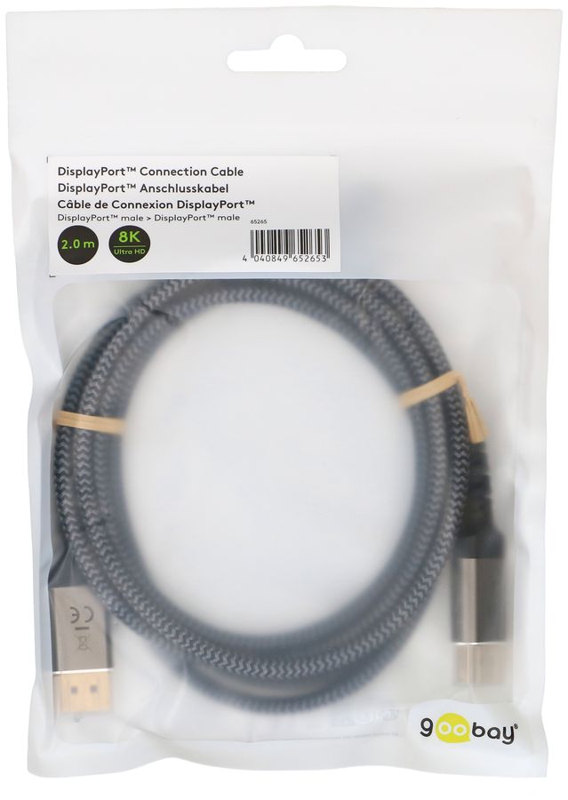 DisplayPort 1.4 câble de racc. 2m fiche métallique +câble textile