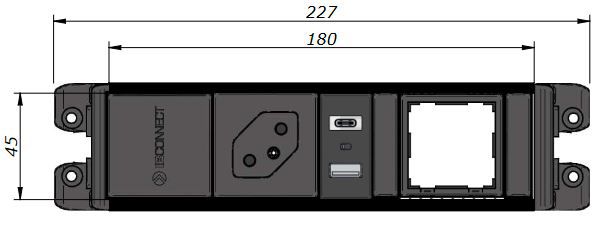 CUBO bloc multiprise noir 1x type 13 1x USB-A/C 1x module vide
