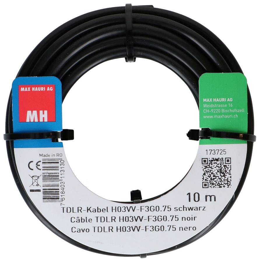 TDLR-Kabel H03VV-F3G0.75 10m schwarz