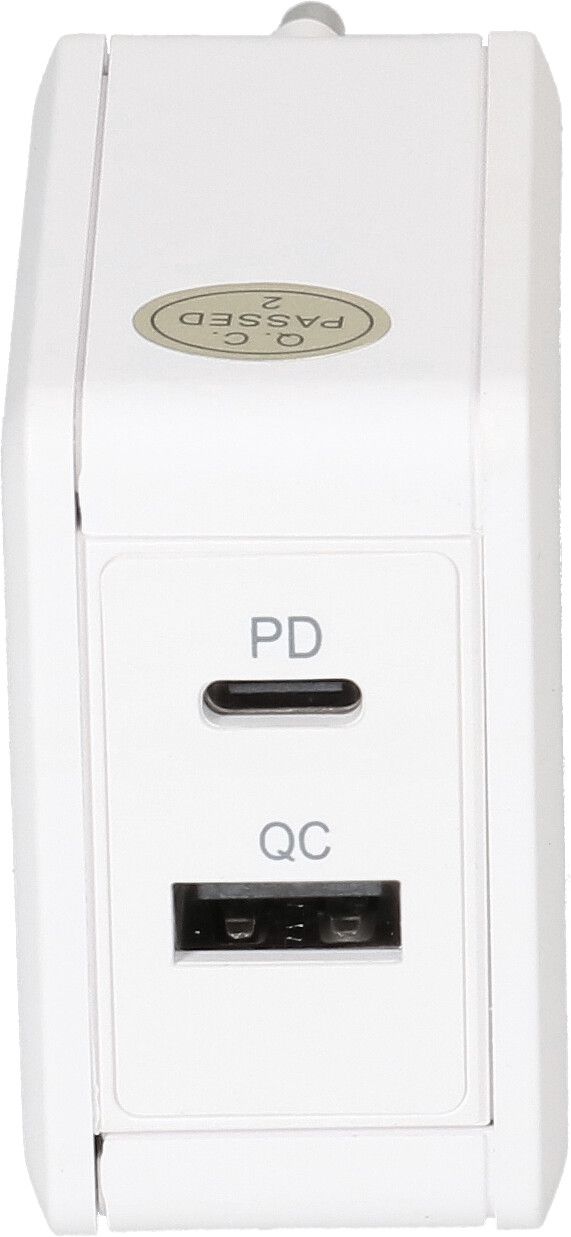adattatore di ricarica rapida USB 1x USB-C PD 1x USB-A 30W bianco