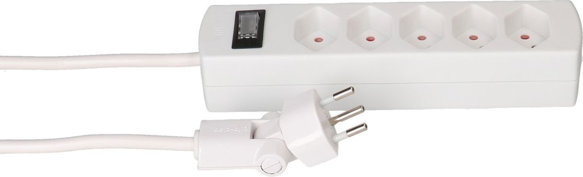 multiprise Safety Line 5x type 13 BS blanc interrupteur 2m cli.