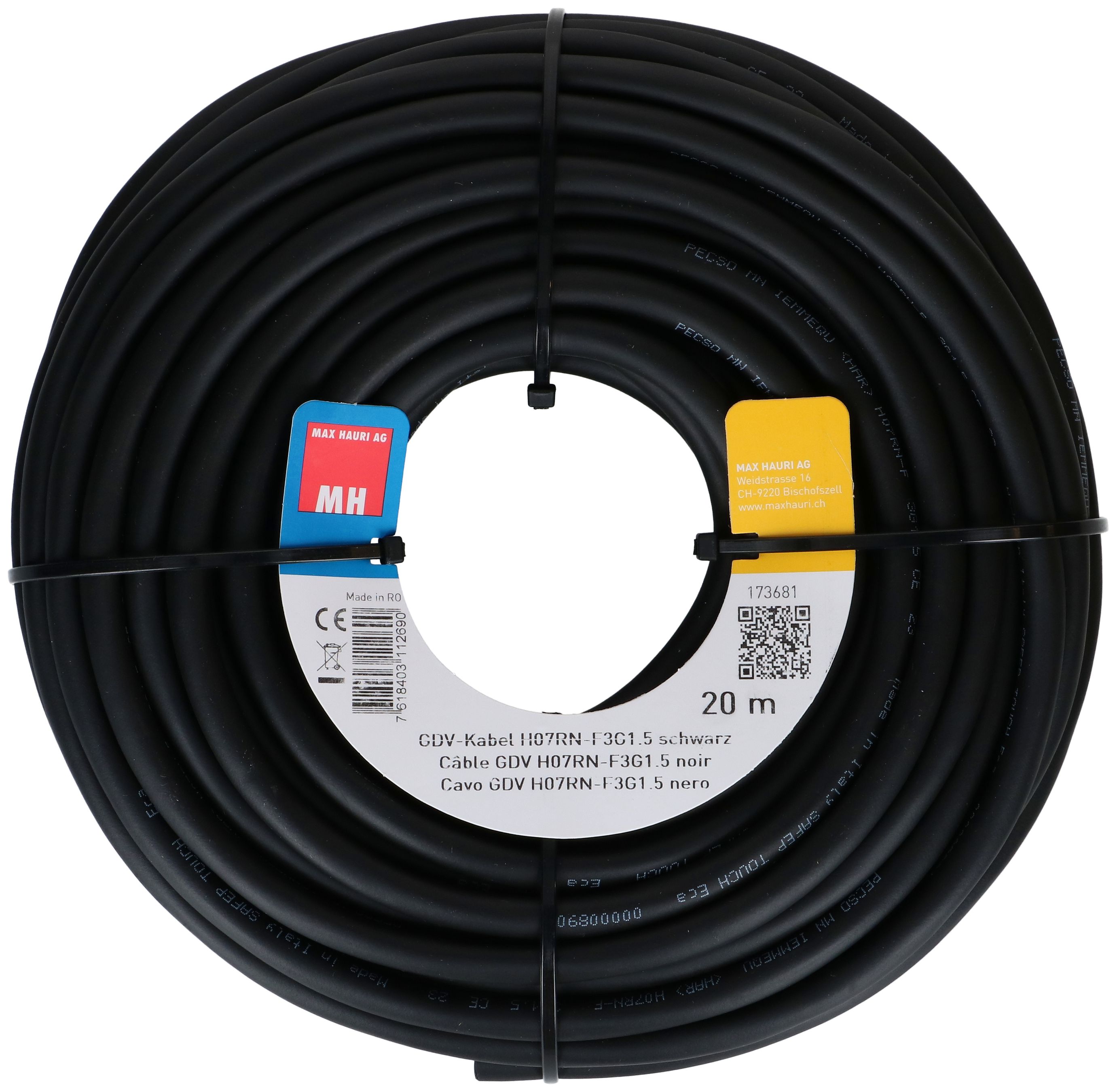 câble GDV H07RN-F3G1.5 20m noir