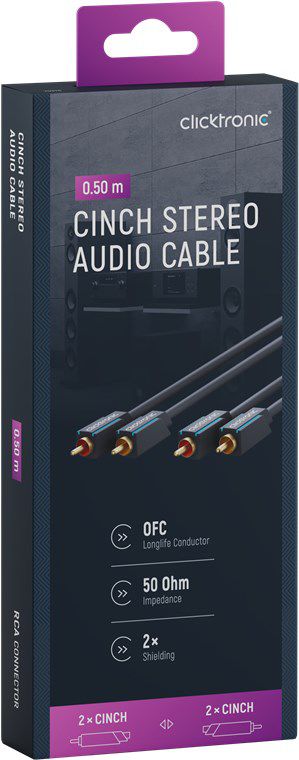 Cinch-Audio-Kabel stereo 0.5m