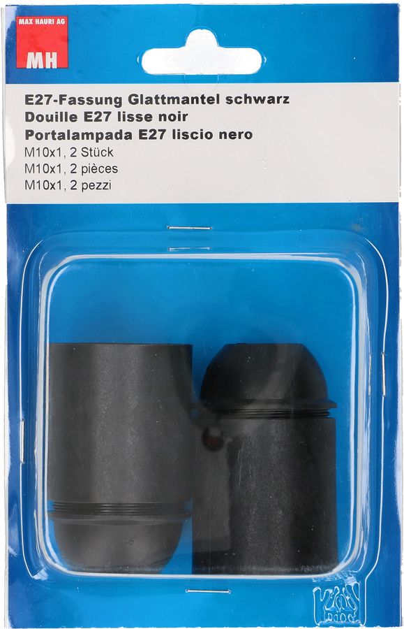 E27-Fassung Glattmantel M10x1 schwarz
