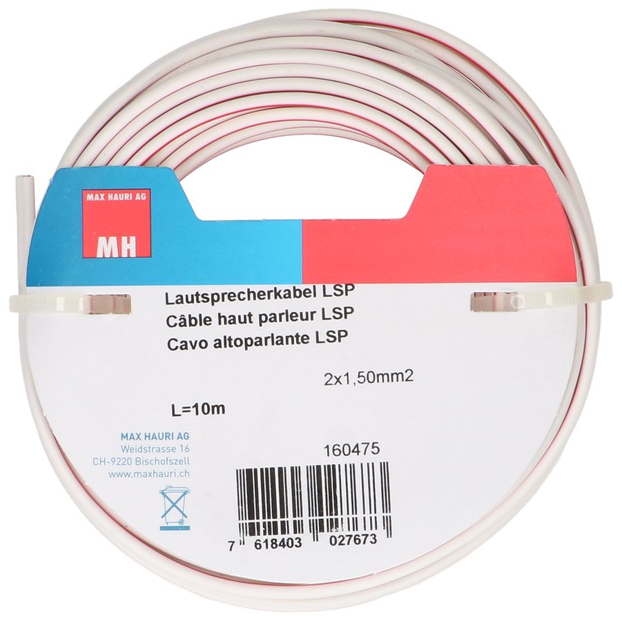 Lautsprecherkabel LSP 2x1.5mm2 10m weiss